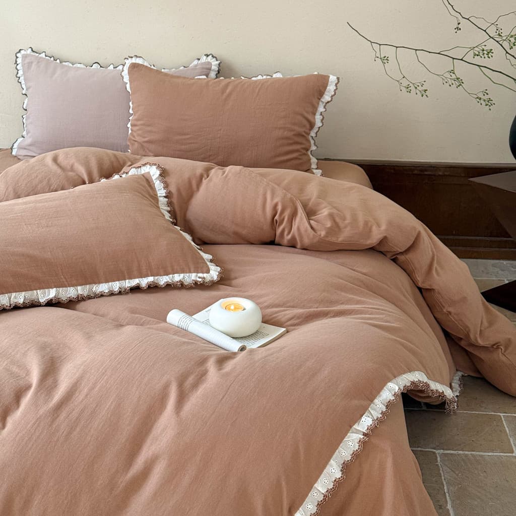 Renda francesa puro algodão gaze dupla conjunto de quatro peças algodão colcha capa lençol cama 1.5m1.8m