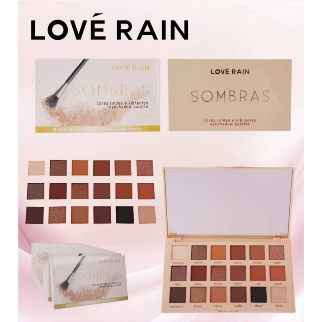 Paleta Sombras Lové Rain Glass Mirror Shade 18 Cores Alta Pigmentação Fixação Make Profissional Full HB-91159