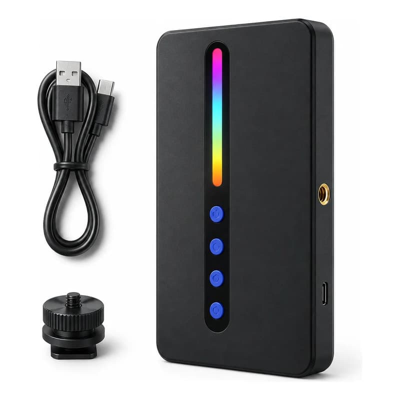 Luz De Led Rgb Portátil Para Selfie E Gravação 5v Preto Rgb