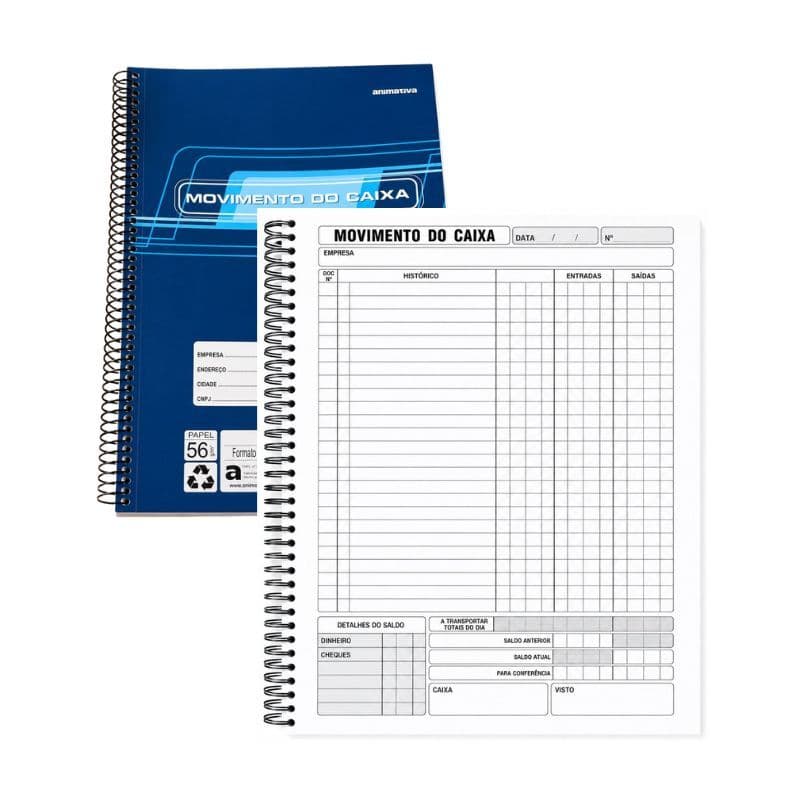 Kit 06 Livros de Movimento Controle Caixa Espiral 100 Folhas