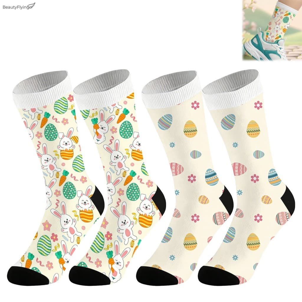 Meias De Mistura De Algodão De Desenho Animado De Páscoa Para Casais , Homens , Mulheres , Roupas Casuais Atléticas