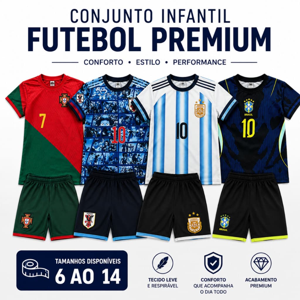 Conjunto De Times Esportivo Infantil Masculino Ideal para Dia a Dia e Esportes - Envio Imediato !!!