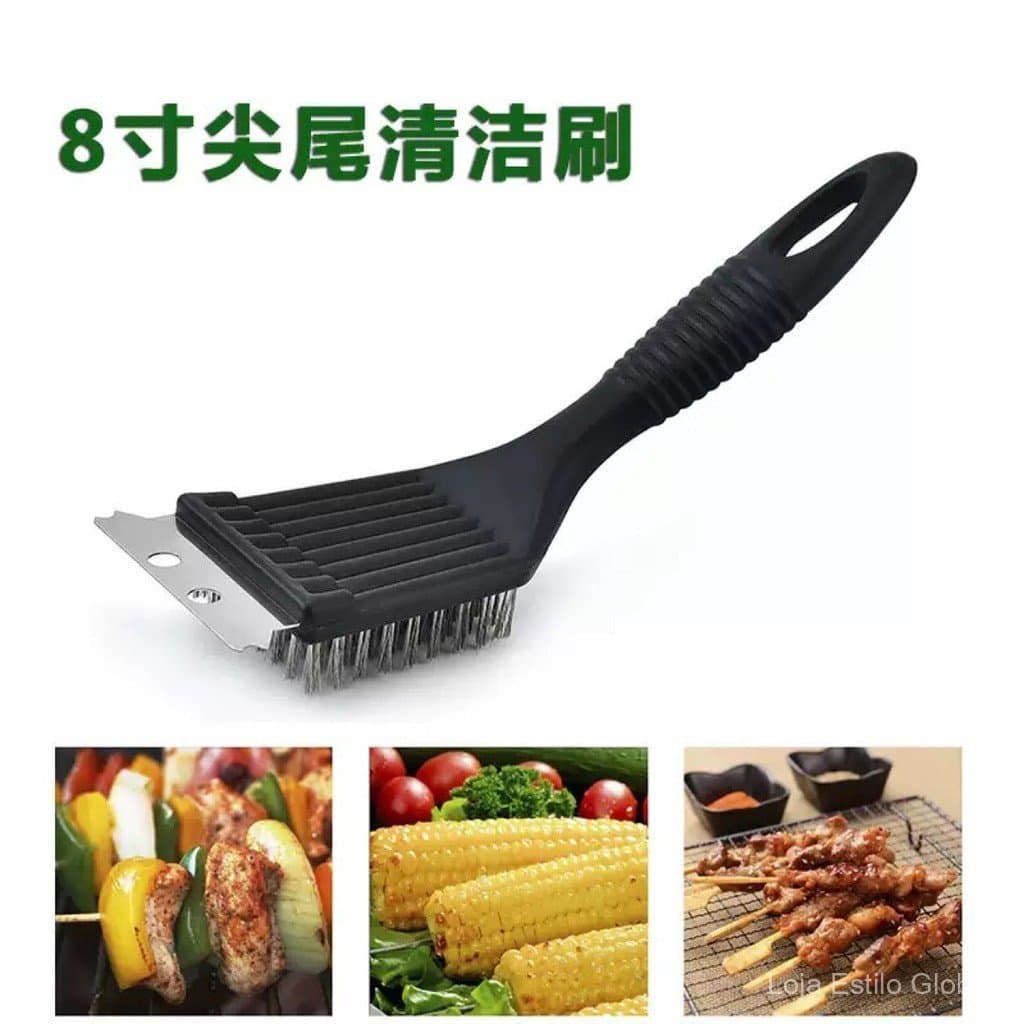 Escova de arame para churrasqueira, escova de limpeza, ferramenta para churrasco, resistente a altas temperaturas.