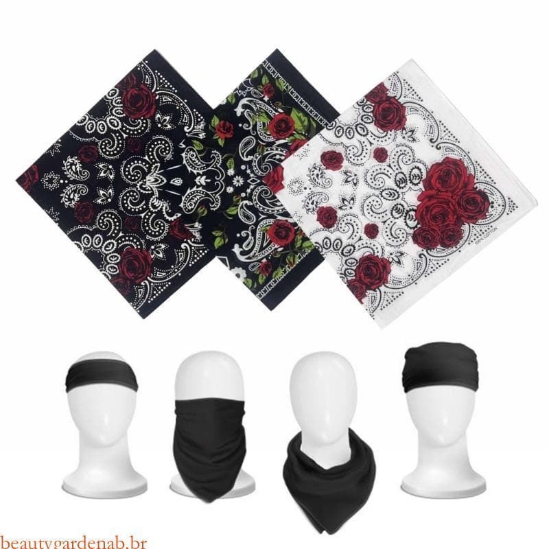 beautygardenab 21 Rosa Bandana Lenço Cabeça Turbantes Para Homens Rua Turbante Unissex Envoltó