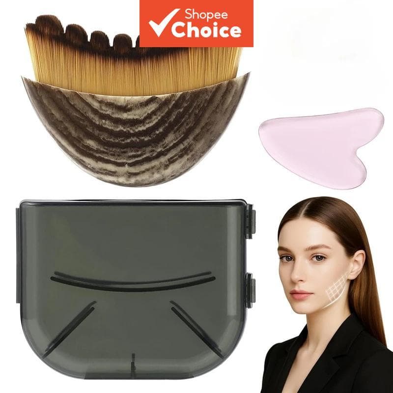 Conjunto de Escova Facial e Gua Sha Linfática, Escova Facial, Massageador de Drenagem Linfática para Contorno Facial,