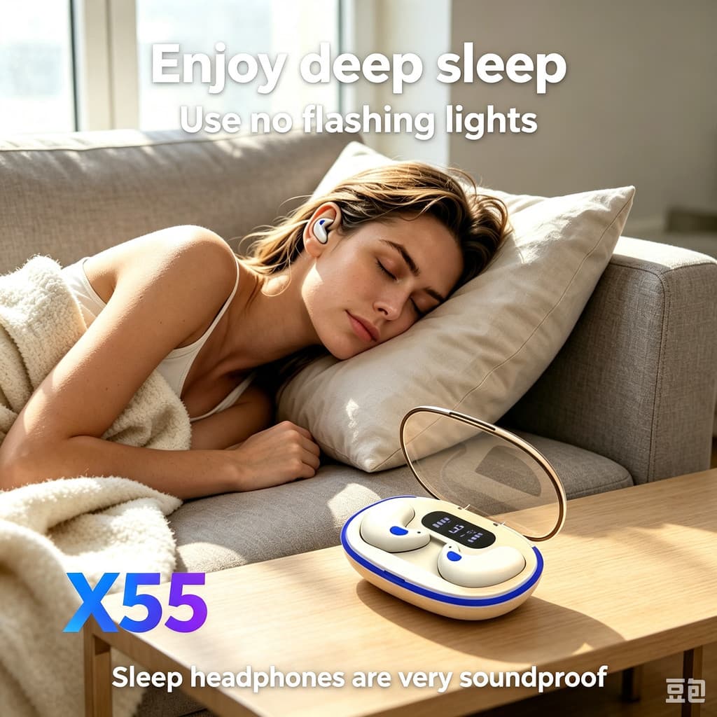 Fone Bluetooth X55 Mini para Dormir de Lado! Invisível Sem Fio, Ultra Confortável Não Machuca o Ouvido, HIFI Cancelament