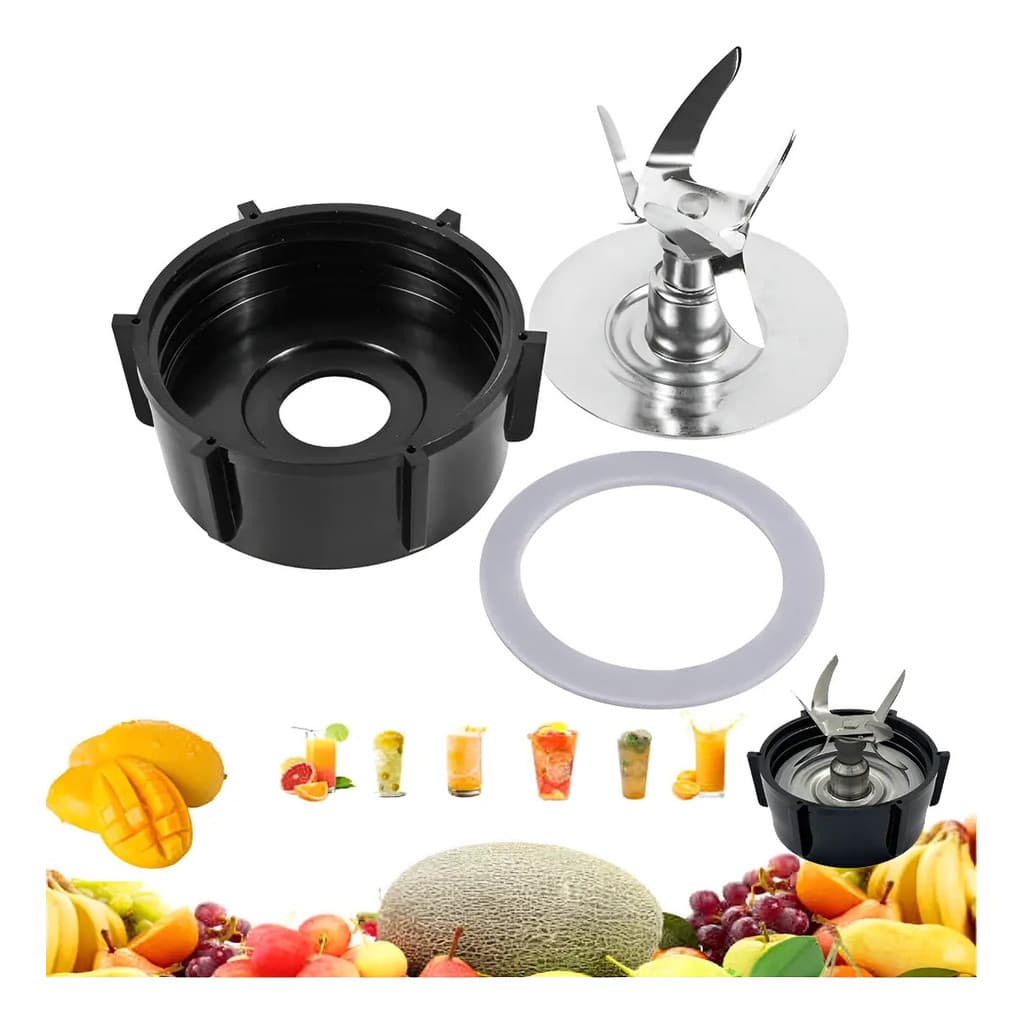 Kit Lâmina 4 Pontas + Base + Anel de Vedação para Liquidificador Compatível Multimarcas