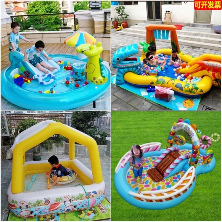 Multifuncional crianças inflável pára-sol oceano piscina crianças arco-íris Sprinkler jogo piscina inflável Slide mar bo