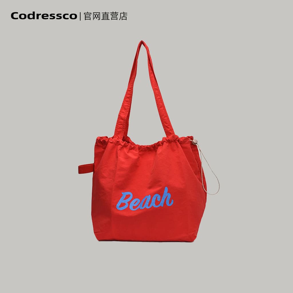 Bolsa feminina versão coreana novo estilo carta impressa náilon leve Casual All-Match cordão grande capacidade sacola S