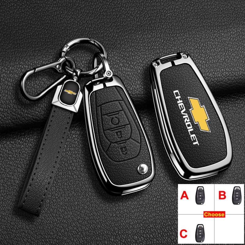 Capa de Couro para Chaveiro Sem Chave em Liga de Zinco para Chevrolet Trailblazer Aveo Astra Cruze Equinox Impala Malibu