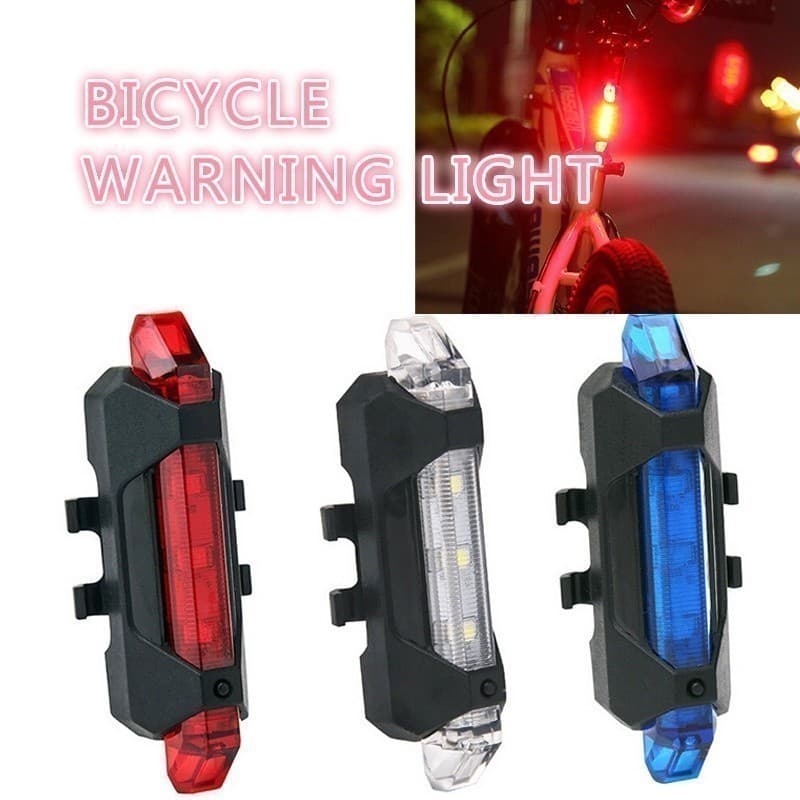 USB Recarregável LED Lanterna Traseira De Bicicleta À Prova D'água Luz Lâmpada De Advertência De Equitação Segura