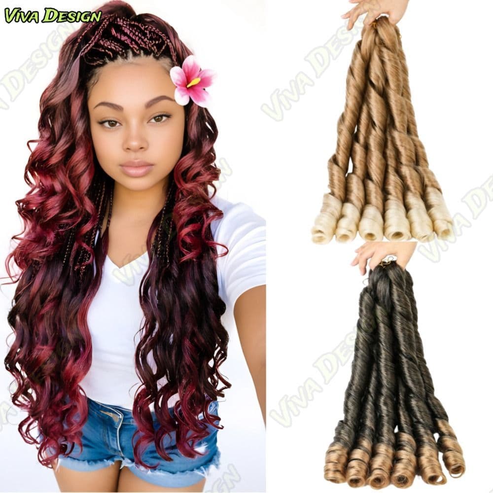 Jumbo Liso Ondulado Cabelo Boho French Curl Fibra Sintética Premium Para Tranças Crochet Braids-VI