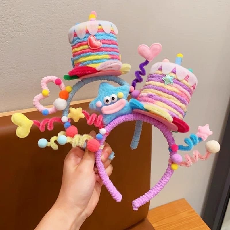 Acessório de Cabelo Criativo para Festa de Aniversário de Meninas: Tiara de Renda com Tema Bolo de Cereja e Presilha de