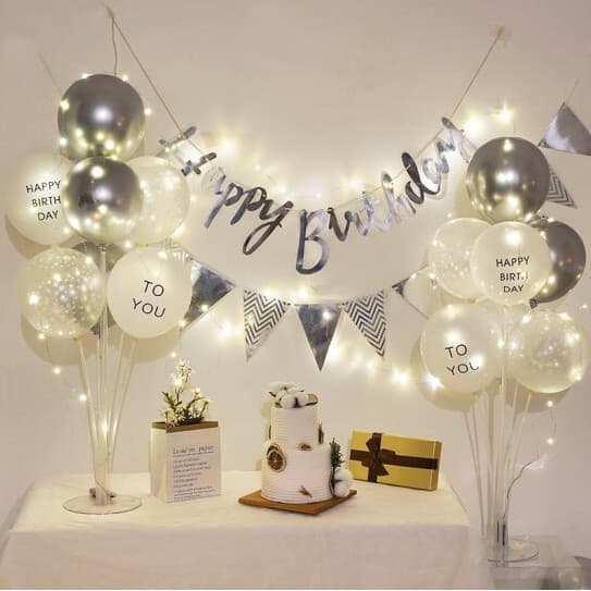 Combinação pacote de iluminação de aniversário feliz aniversário luz LED decoração Hotel celebração decoração balão mesa