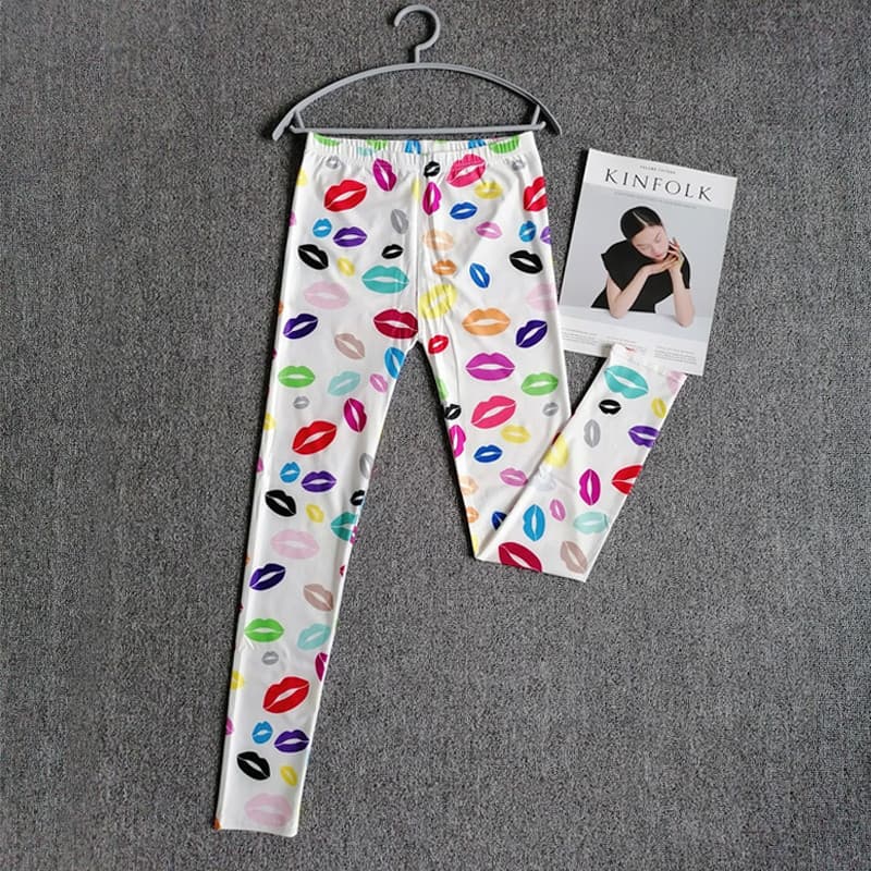Primavera outono estilo fino leite seda impressão básica Leggings cor moda Yoga Casual tornozelo comprimento estiramento