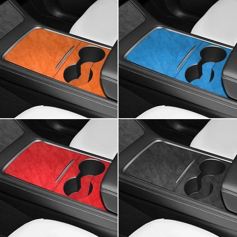 Feito De Alcantara Para Tesla Modelo 3/Y Console Central E Assento Apoio De Braço Suporte De Copo Guarnição Adesivo Aces