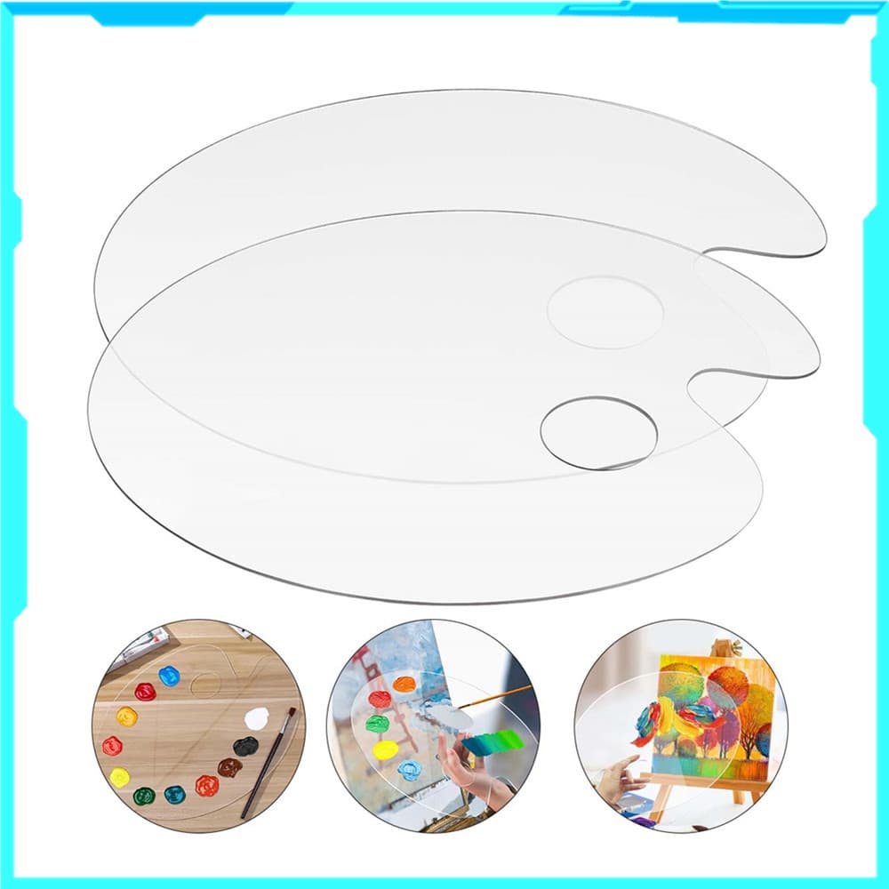 Bandeja de pintura acrílica de 2-6 peças com furos para polegar bandeja de pintura transparente, bandeja artística 20*30