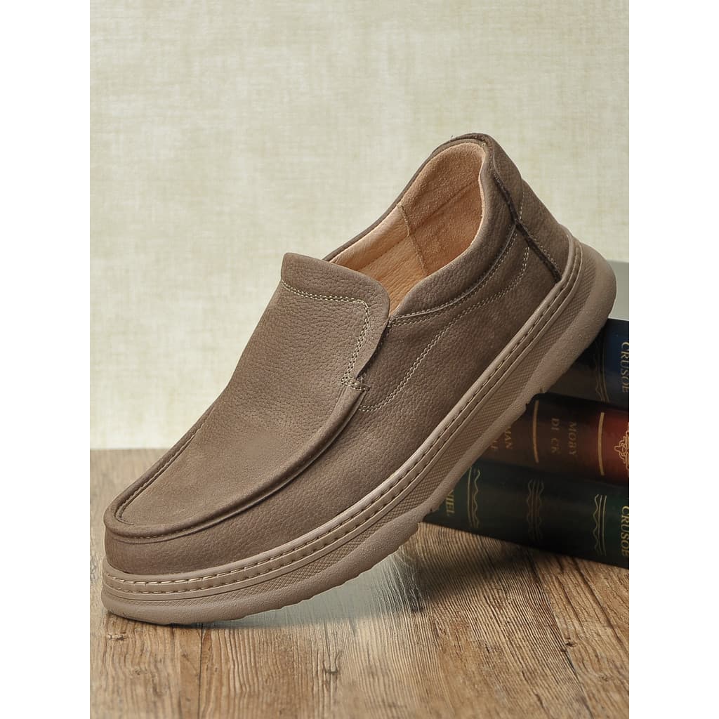 Sapatos masculinos de couro Nubuck outono couro genuíno sapatos casuais de couro masculino antiderrapante respirável sol