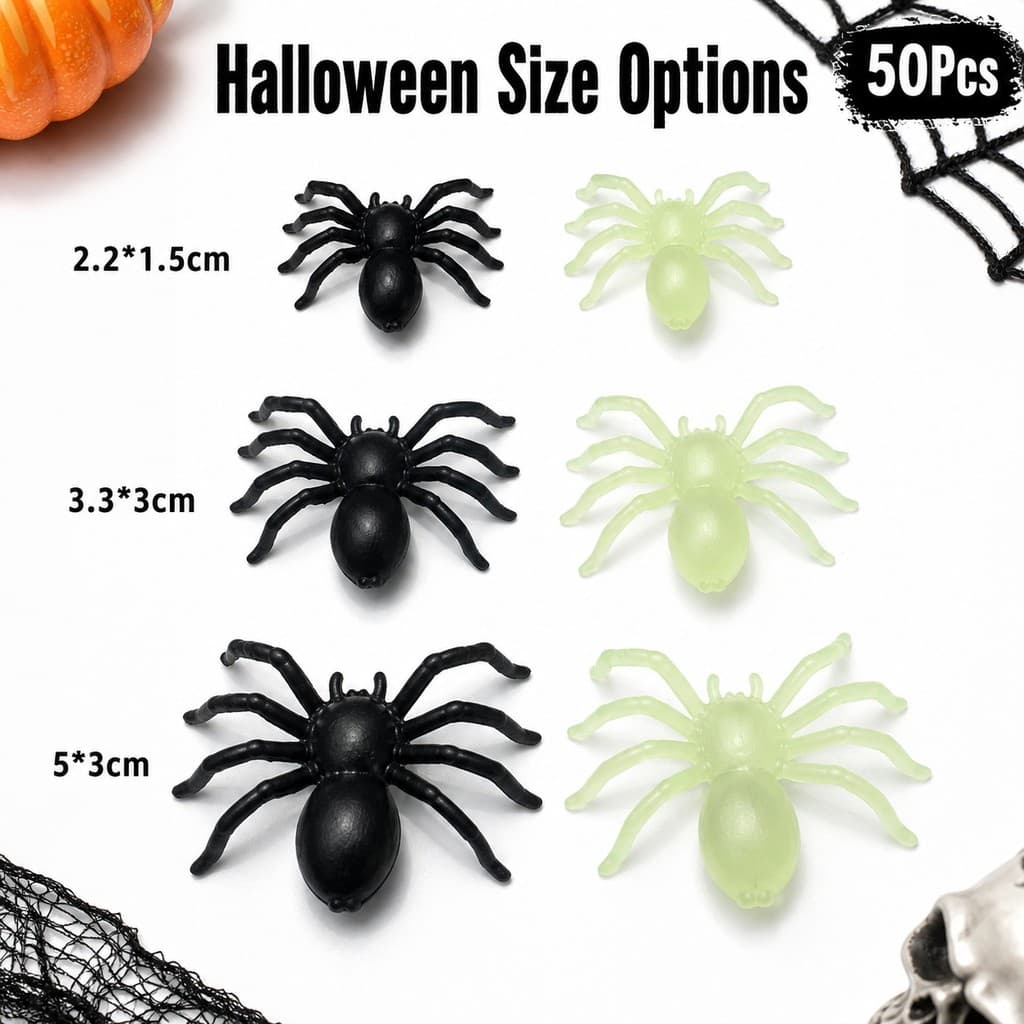 50 Peças Decoração De Aranha Assustadora De Halloween Adereços De Plástico Leves Para Configuração De Festa Em Casa