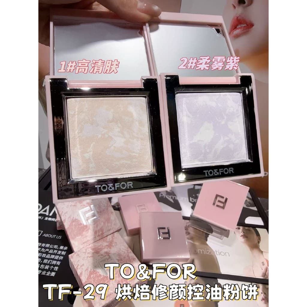 TO & FOR Baking Repairing Face Oil Control Pó prensado branco grande ilumina o tom da pele fosco alto brilho Fixação de
