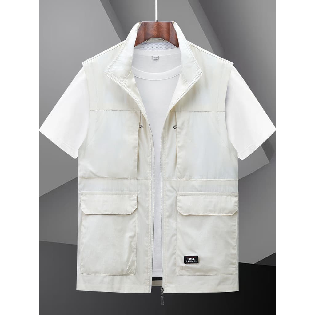 Colete de verão masculino puro algodão ao ar livre colete de pesca Multi-bolso Casual Workwear colete masculino sem mang