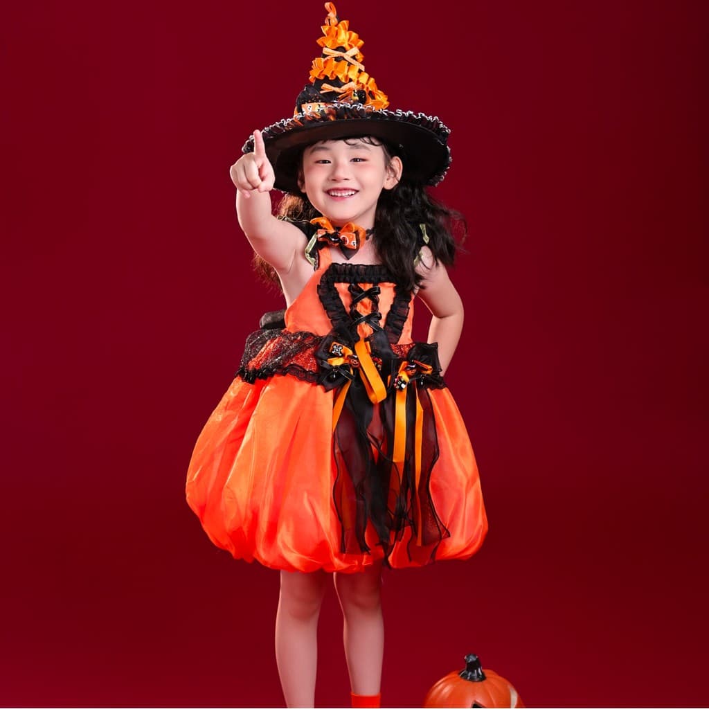 Halloween crianças traje Lolita vestido de princesa menina criança desempenho traje menina vestido de aniversário saia f