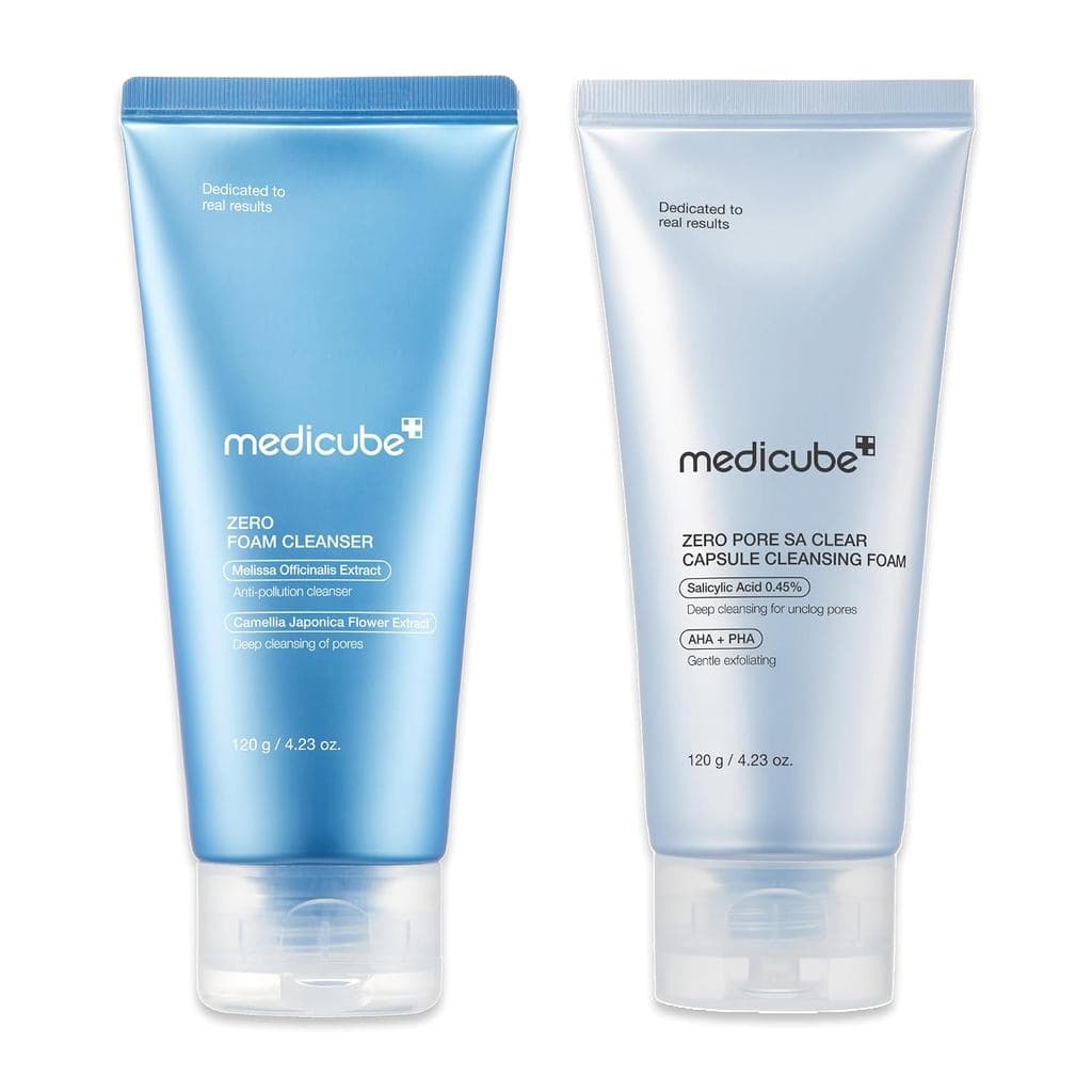 Conjunto de Limpeza Zero Pore da Medicube: Limpador Zero Pore e Cápsula Facial de Limpeza Profunda Zero Pore Clear Blue
