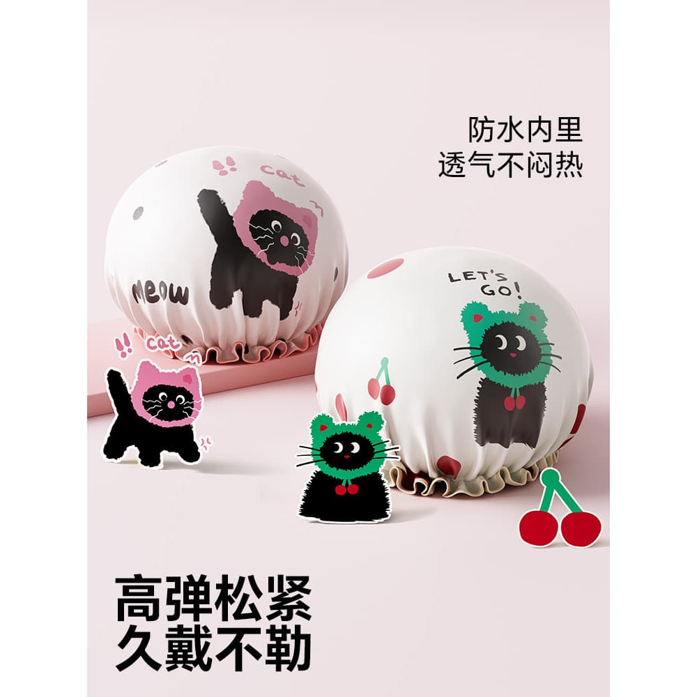 Touca de banho dupla dos desenhos animados à prova dwaterproof água touca de banho à prova de umidade cabeça touca de ba