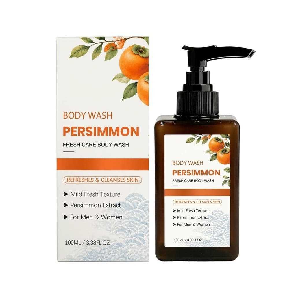 Gel de Banho de Caqui Contra Odor e Sinais da Idade com Extrato de Caqui Fermentado e Chá Verde, Gel de Banho Desodoriza