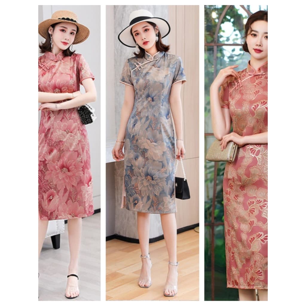 2025 novo comprimento médio dupla camada imitação de seda diário cheongsam Retro fino-ajuste verão perfumado nuvem gaze