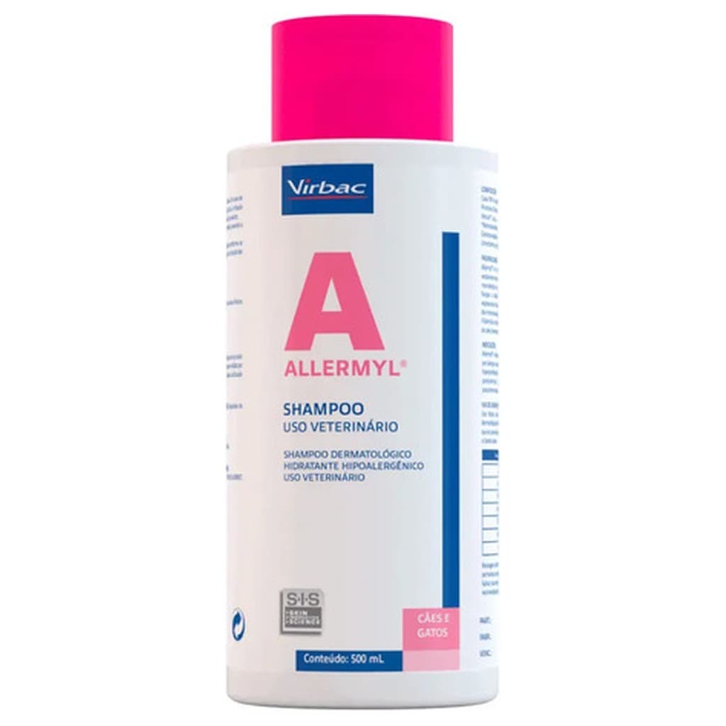 Shampoo Allermyl 500ml Virbac para Cães é Gatos Pele Sensível Higiene Suave Dermatológico