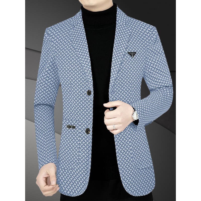 Blazer verificado masculino 2025 outono novo estilo moda estilo britânico jaqueta Casual terno masculino roupas de pai