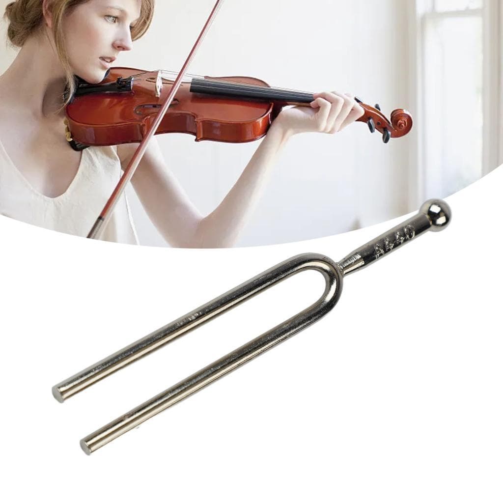 Diapasão de metal padrão A de 440 Hz com acabamento niquelado e tamanho de 12,5 cm para guitarra, violino, ukulele,