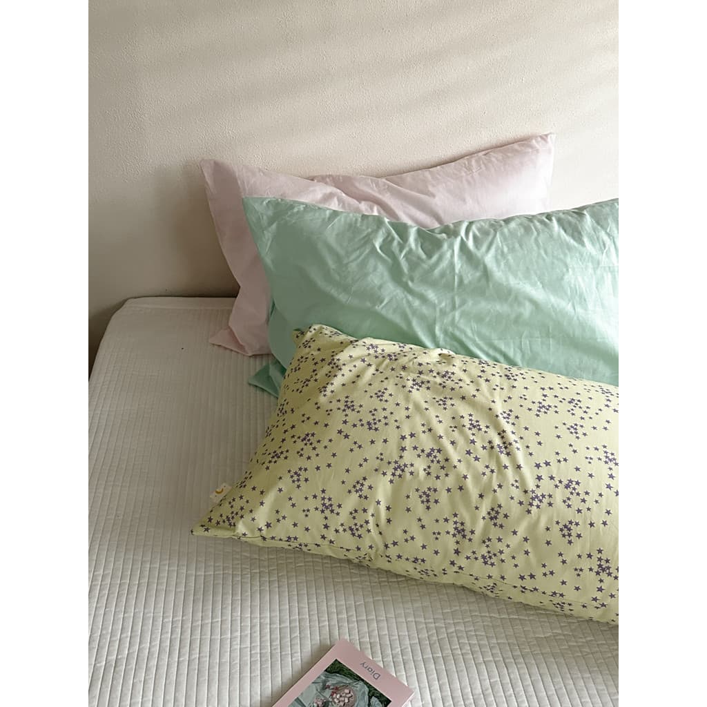 [Fronha de produto único] menina coreana Mix Match Floral cor sólida 100 algodão fronha travesseiro núcleo capa interna