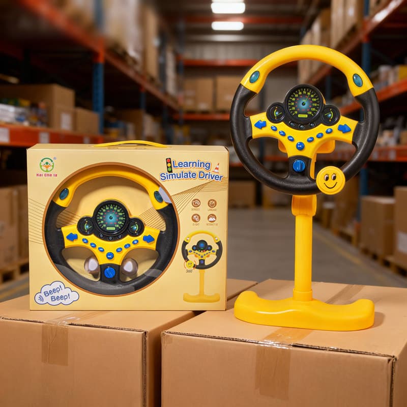 Brinquedo de Carro de Simulação para Crianças com Volante - Luz e Música para Educação Infantil