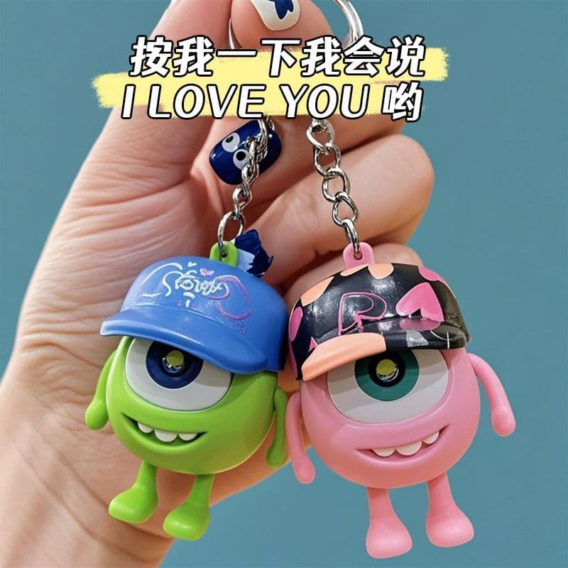Iloveyou chaveiro voz boneca pingente eu te amo brinquedo luminoso olho grande casal criativo