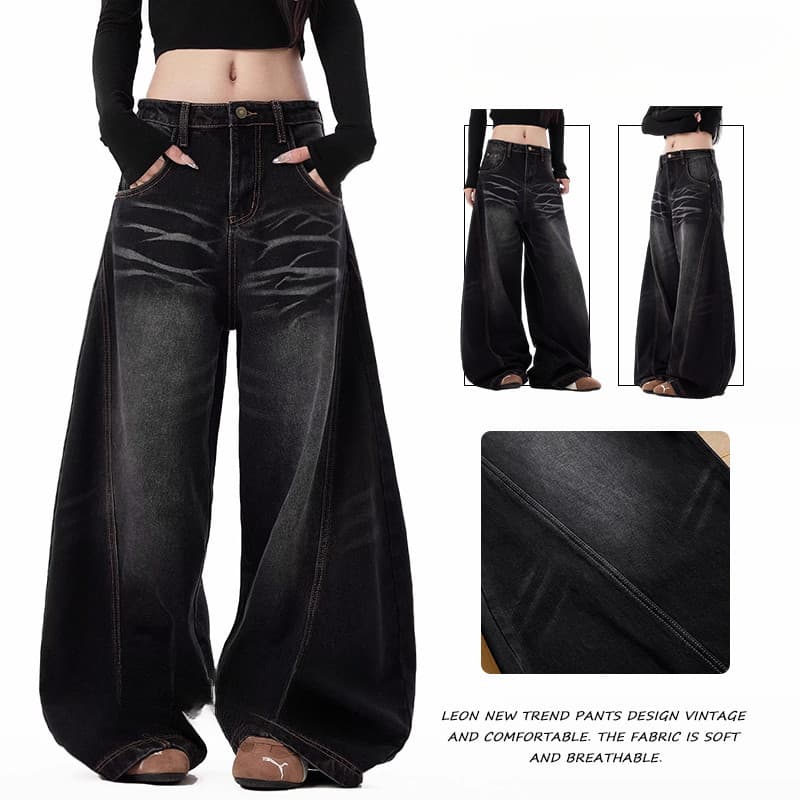 Calças pretas Calças jeans soltas masculinas Calças soltas masculinas Calças largas Calças casuais pretas Jeans lavados