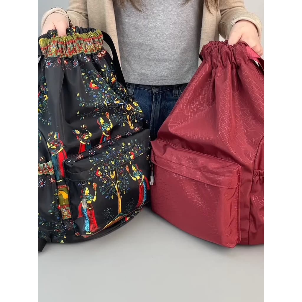Saco de viagem dobrável saco de cordão mochila feminina leve simples cordão saco de armazenamento grande capacidade espo