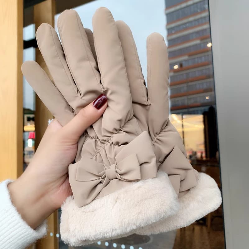 W Luvas de inverno femininas espessadas de lã ciclismo à prova de frio à prova d'água tela sensível ao toque ciclismo el