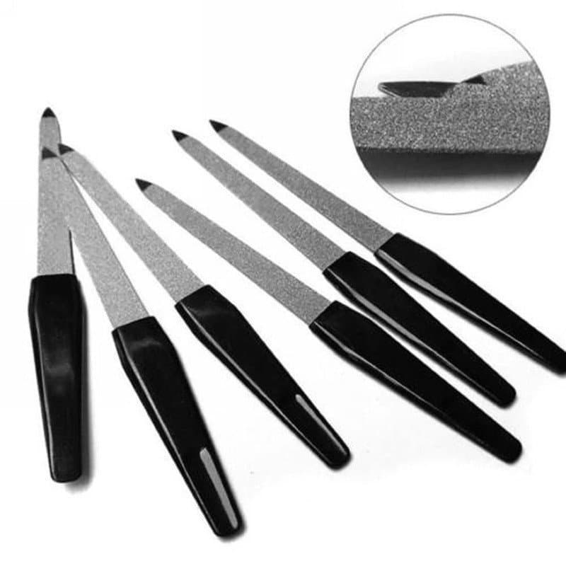 (5 Peças / Conjunto Lixa De Unha De Metal Com Borda Dupla Face / Borda Forte Para Manicure