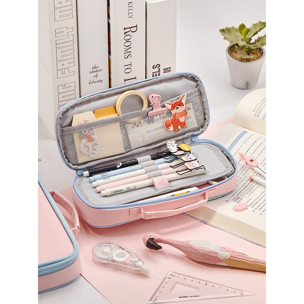 Bolsa De Lápis Anko De Grande Capacidade Portátil Para Estudantes Do Ensino Fundamental Feminino Caixa De Papelaria De T