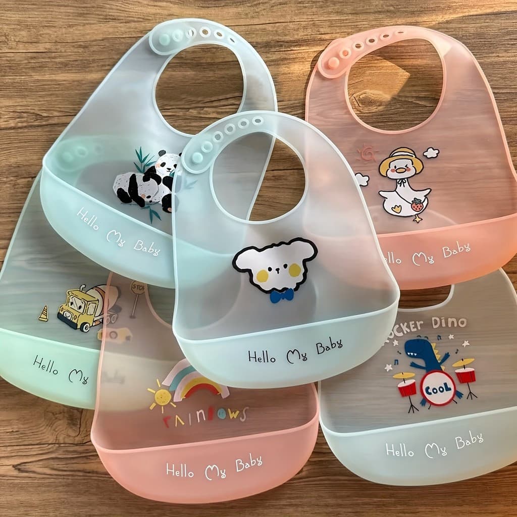 1 babador de silicone infantil babador de alimentação Saliva babador de silicone leve infantil Design bonito adequado pa