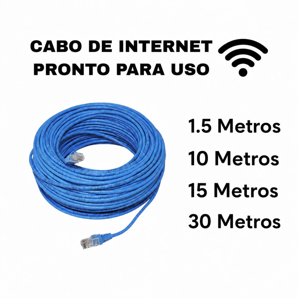 Cabo de Rede CAT5E Montado 1,5/10/15/30 Metros RJ45 Alta Velocidade Anatel Condutti