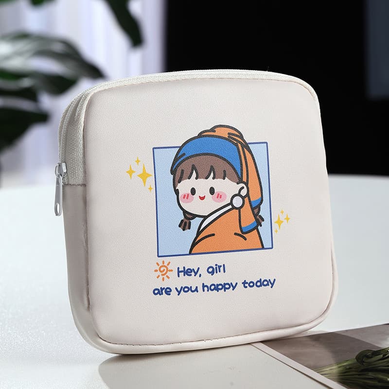 Bolsa Portátil para Absorventes Higiênicos para Estudantes e Meninas, Bolsa de Grande Capacidade, Novo Modelo Fofo 2024