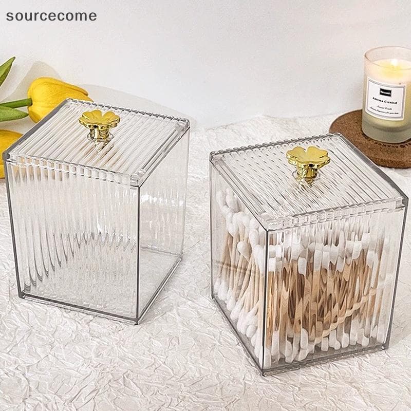 [sourcecome] Organizador De Maquiagem Acrílico , Cotonetes , Recipiente , Caixa De Armazenamento De Joias Cosméticas , B