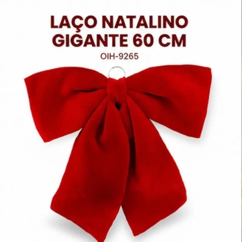 Laço Decorativo de Natal Luxo 60cm Vermelho Vivo para Ambientes OIH-9265