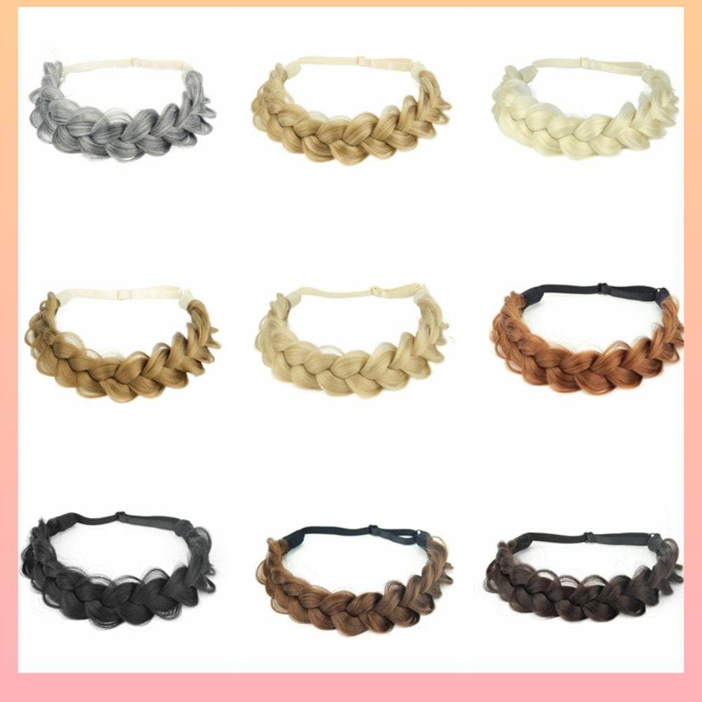 Tiara De Cabelo Trançada , Extensões De Coque Sintético Antiderrapantes Ajustáveis , Faixa Elástica Feita À Mão