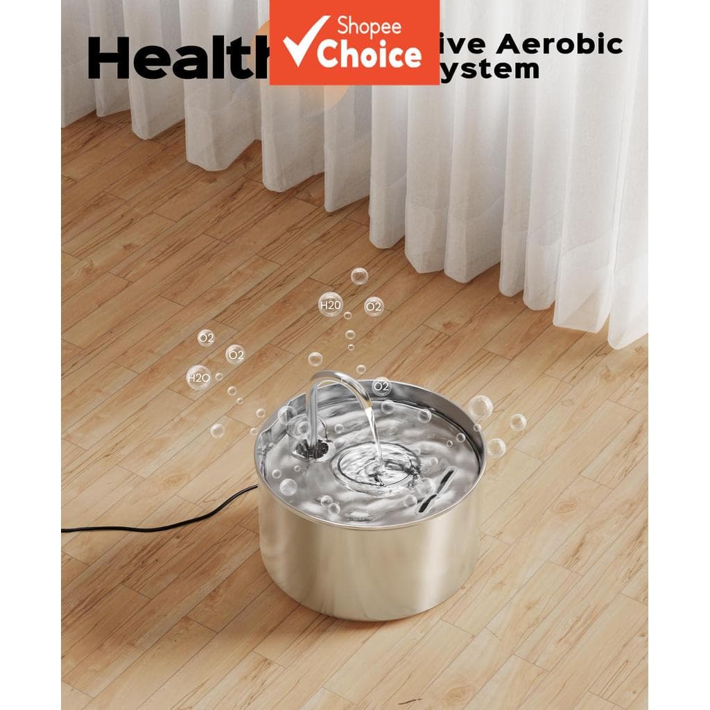 Novo Bebedouro Automático para Pets, Fonte de Água Higiênica de Aço Inoxidável para Gatos com Filtro, Ultra Silenciosa