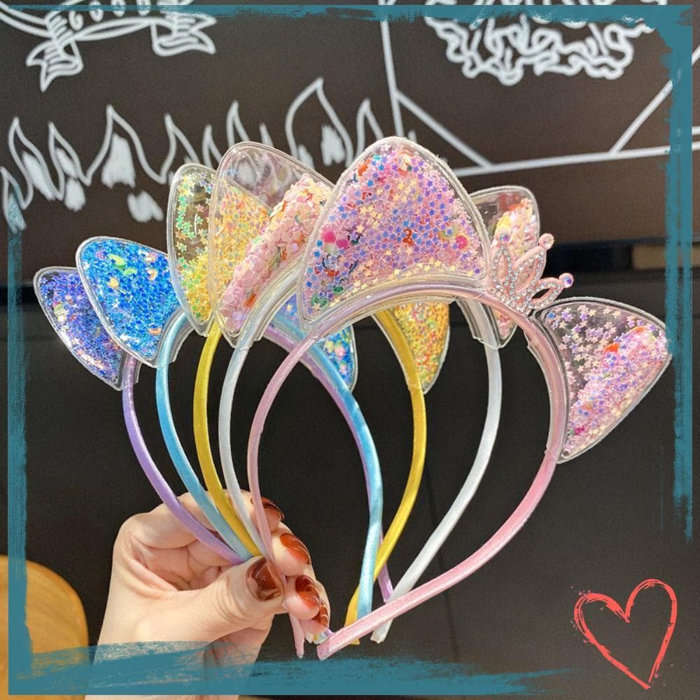 Faixa De Cabelo De Areia Movediça MIHAN , Tiaras De Orelha De Gato Com Lantejoulas Brilhantes , Faixas Transparentes