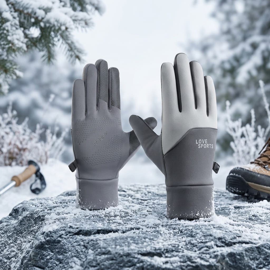 Luvas De Ciclismo De Inverno 1 Par , Tela Sensível Ao Toque Forrada De Lã De Poliéster À Prova D'água De Vento Antiderra